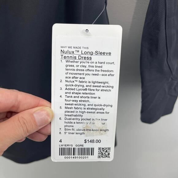 Lululemon Long-Sleeve Tennis Dress Romper Womens 4 Nulux Graphite Gray - Picture 10 of 10